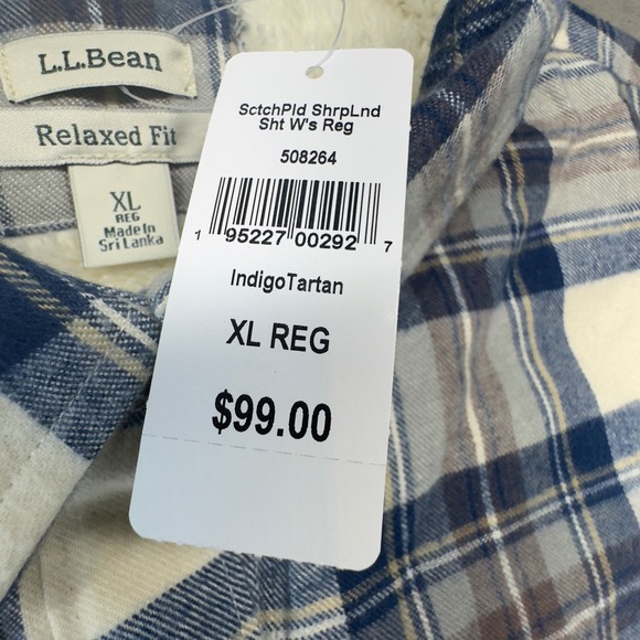 L.L. Bean Women's Scotch Plaid Sherpa-Lined Shirt XL - Picture 5 of 9